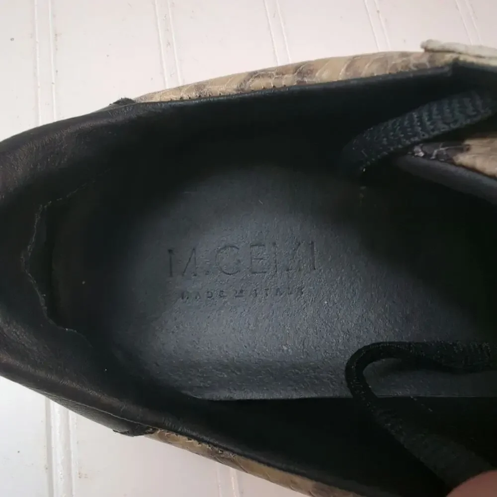 M.Gemi Snake Print Leather Low Top Fashion Sneaker 40